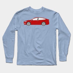 Tesla Model 3 Red Outline Long Sleeve T-Shirt